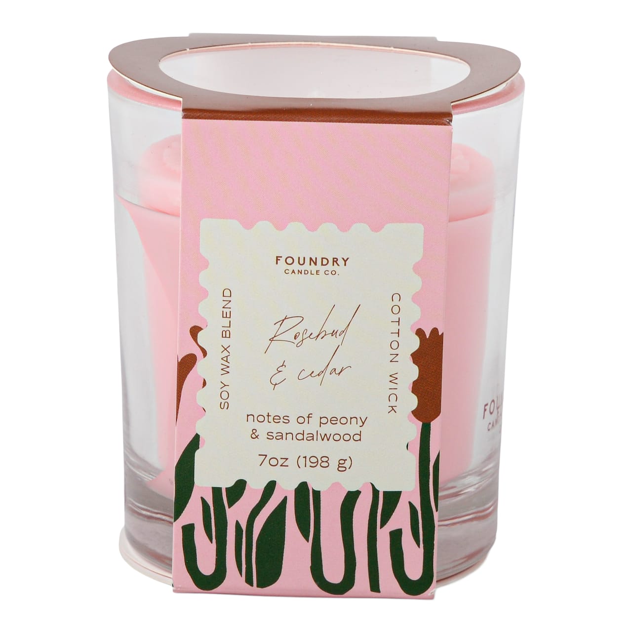 Foundry Candle Co. 7oz. Rosebud & Cedar Stamped Scented Candle